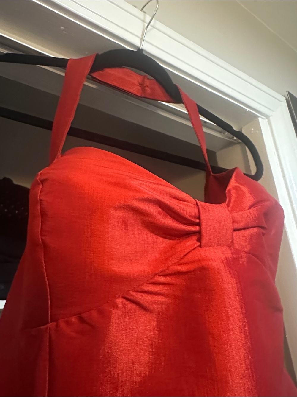 True Romance Alabama Worley Red Halter Satin Cocktail Wedding Dress - Picture 7 of 11